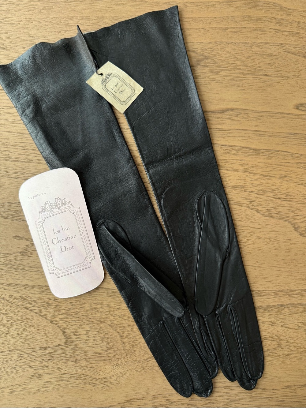 Rare Vintage Dior Black Long Leather Gloves